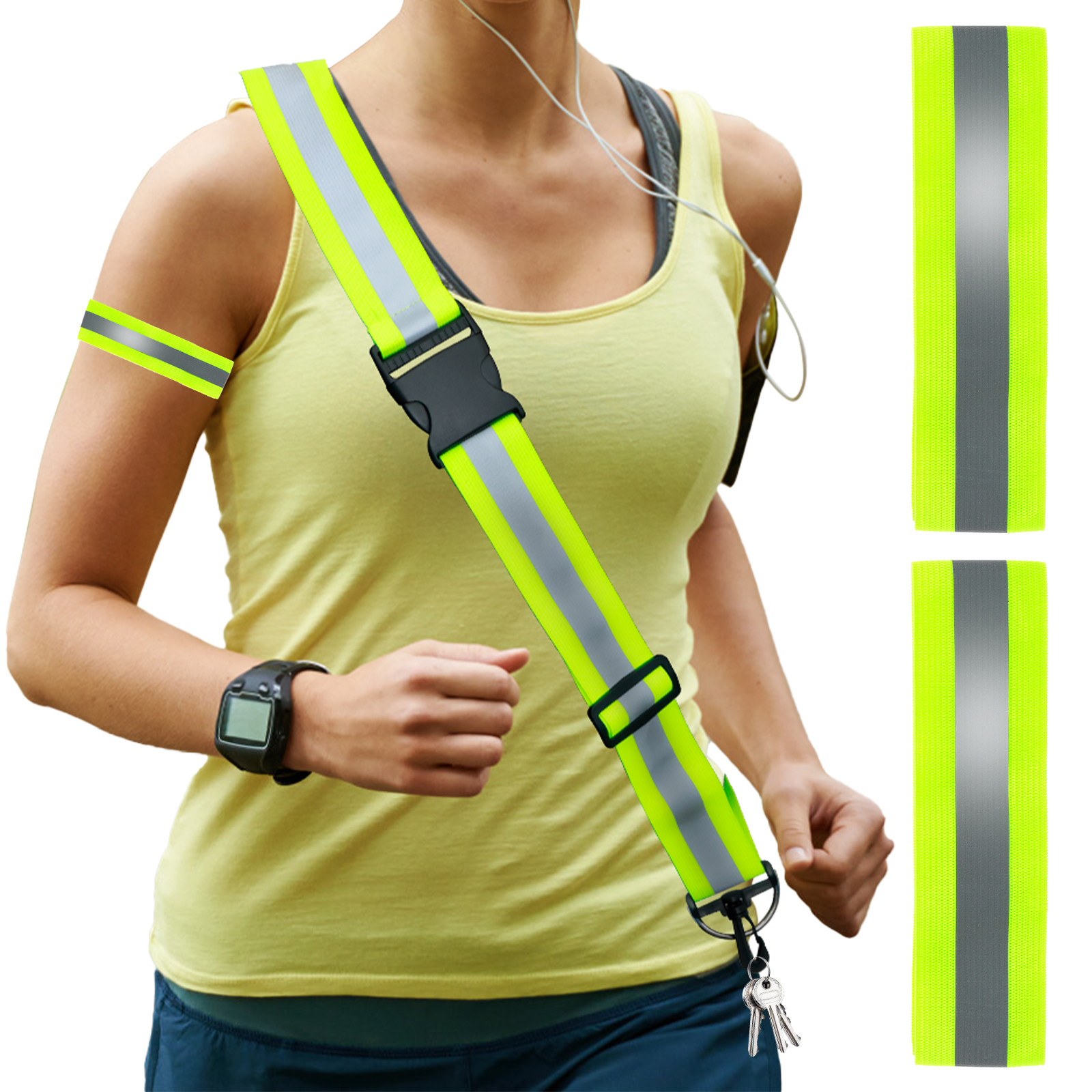 Running Gear For Night - 3pcs Reflective Sash for Walking at