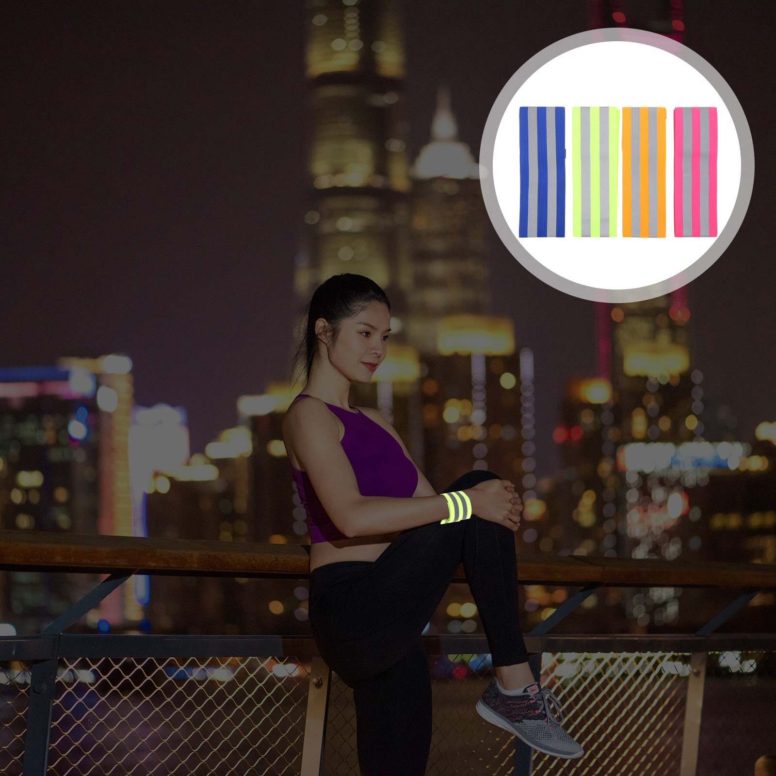 Running Gear For Night - 4Pairs Reflective Armband Wristband for Night
