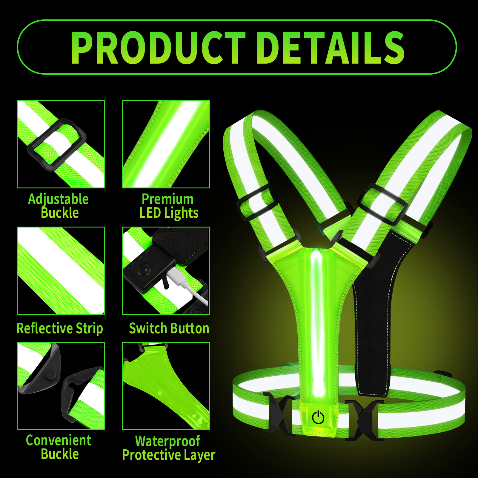 Adjustable LED Reflective Vest - Running Visibility Gear avis et prix