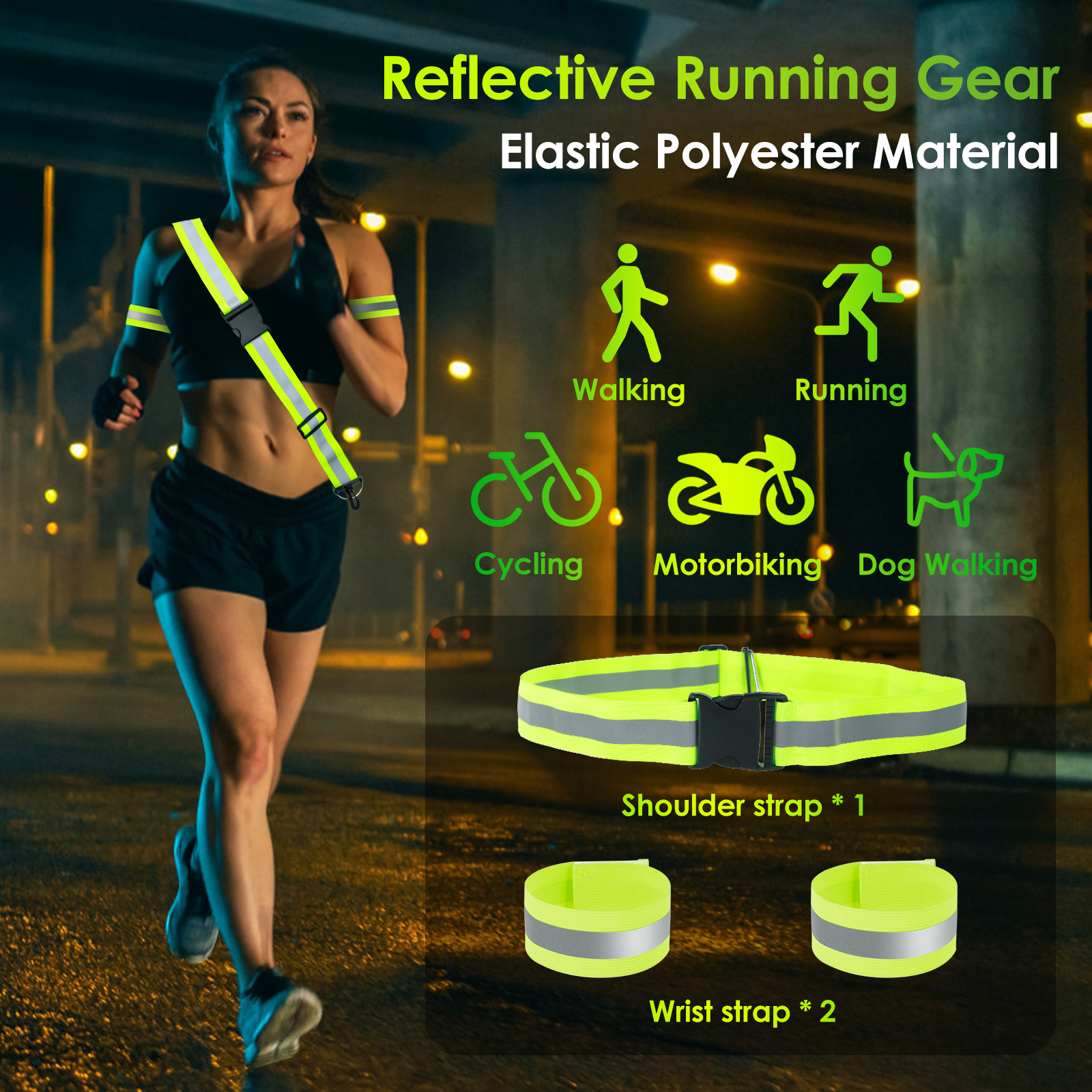 3pcs Reflective Sash for Walki - Running Gear For Night avis et prix